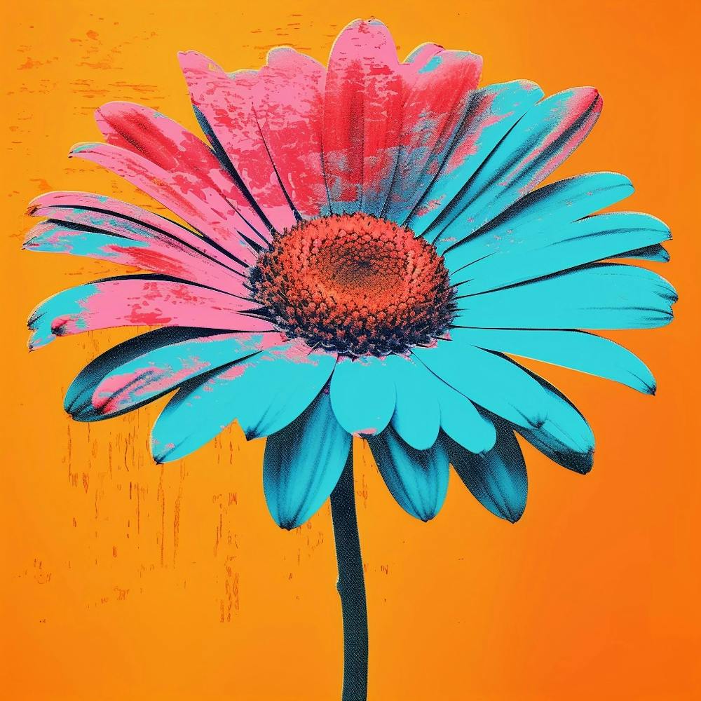Andy Warhol Style Pop Art Flowers Daisy 4 Square
