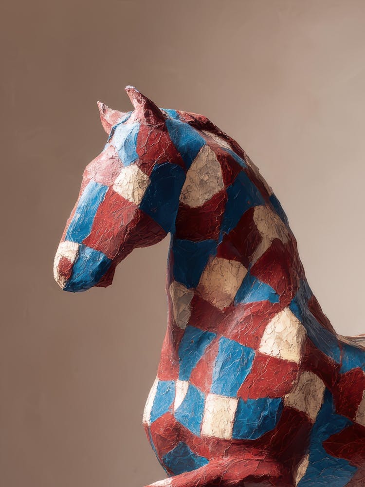 Horse In Blue And Red