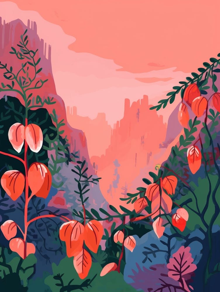 Boho Wildflower Painting Bleeding Heart Dicentra 1