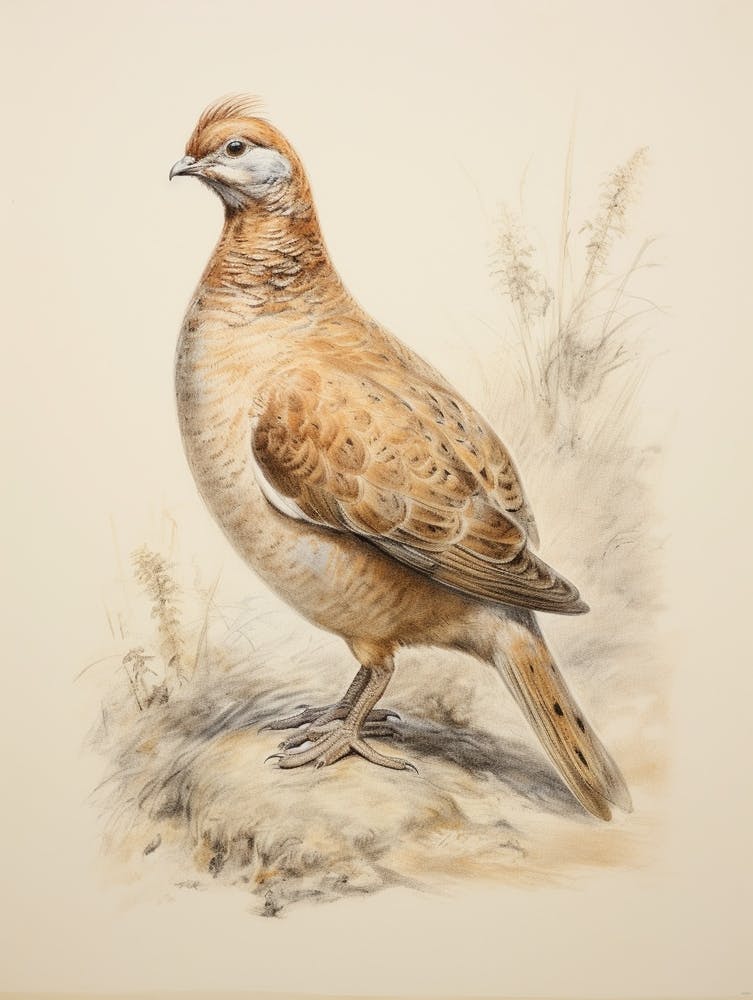 Vintage Bird Drawing Grouse 3