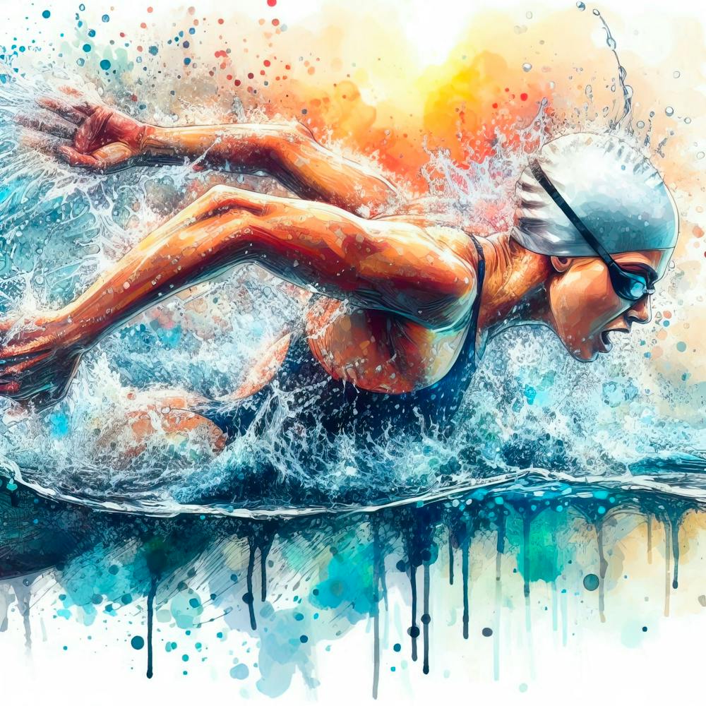 Olympic Swimmer In Watercolor