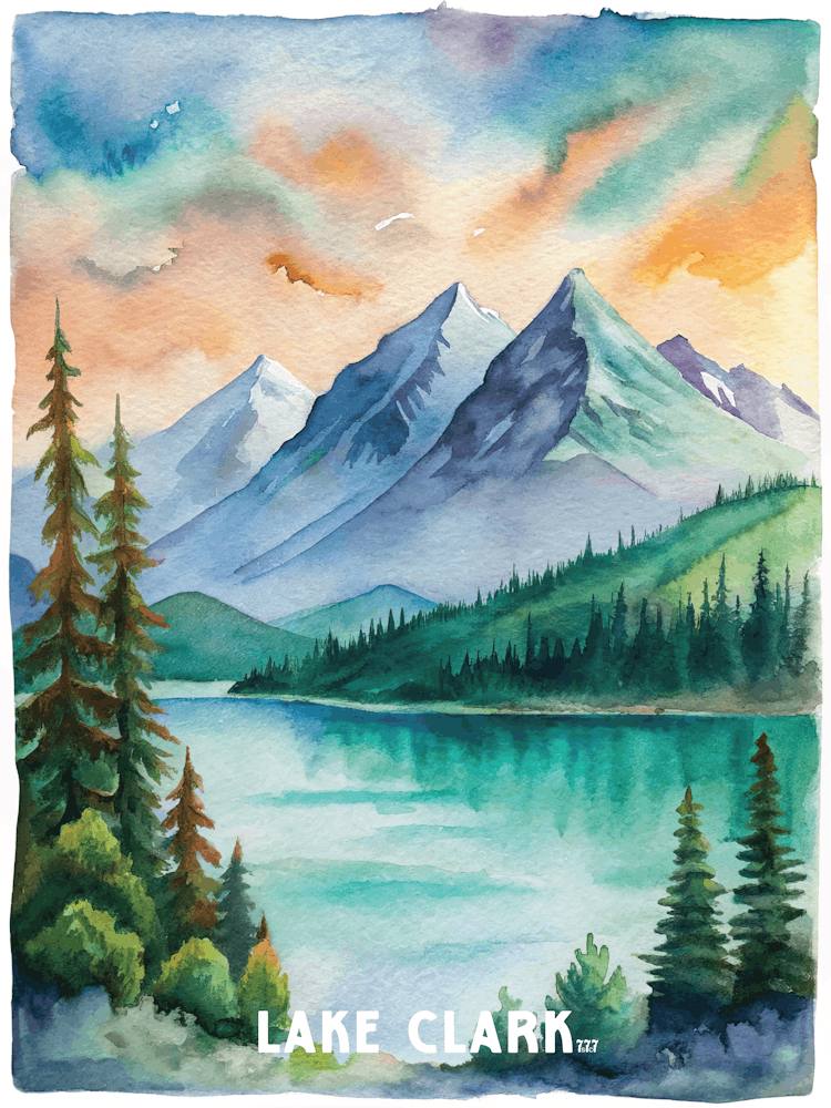 Lake Clark National Park Watercolor Painting