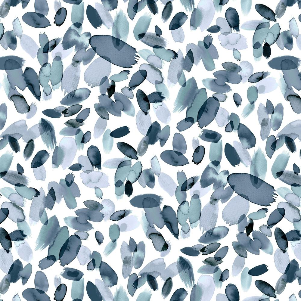 Watercolor Petal Stains Blue Greyish Square