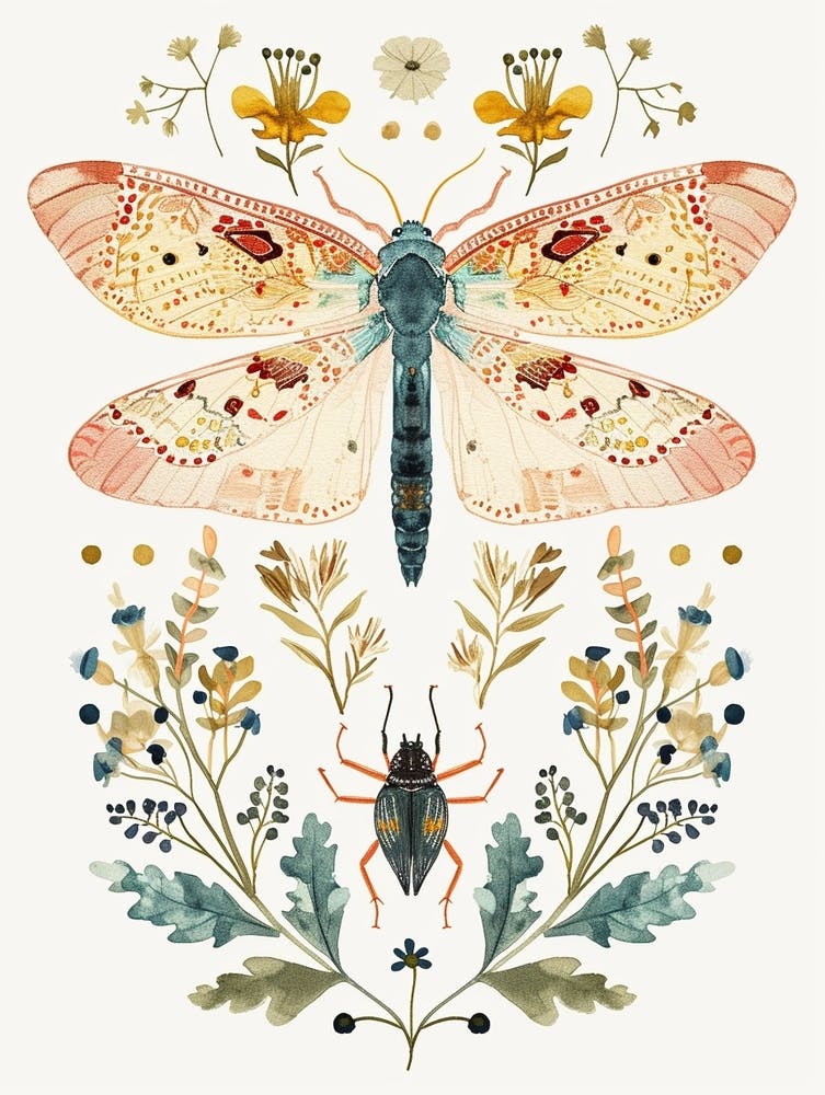 Colourful Insect Illustration Lacewing 2