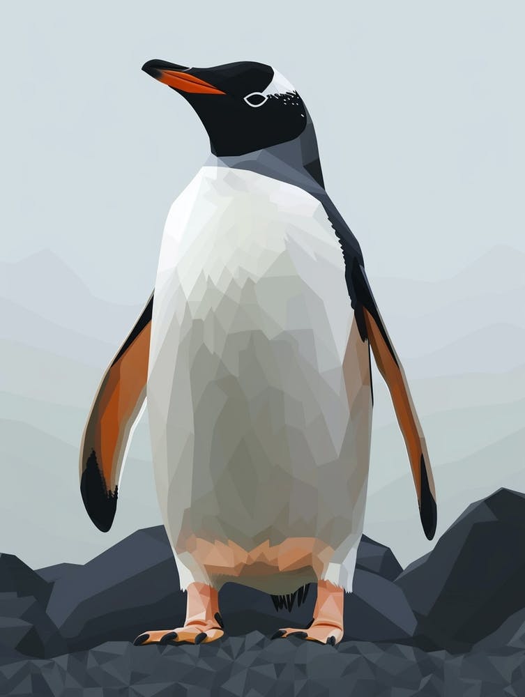 Emperor Penguin Deception Island Minimalist Illustration 4