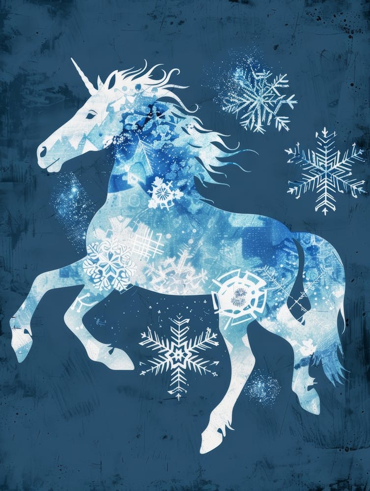 Unicorn Snowflakes Canvas Art