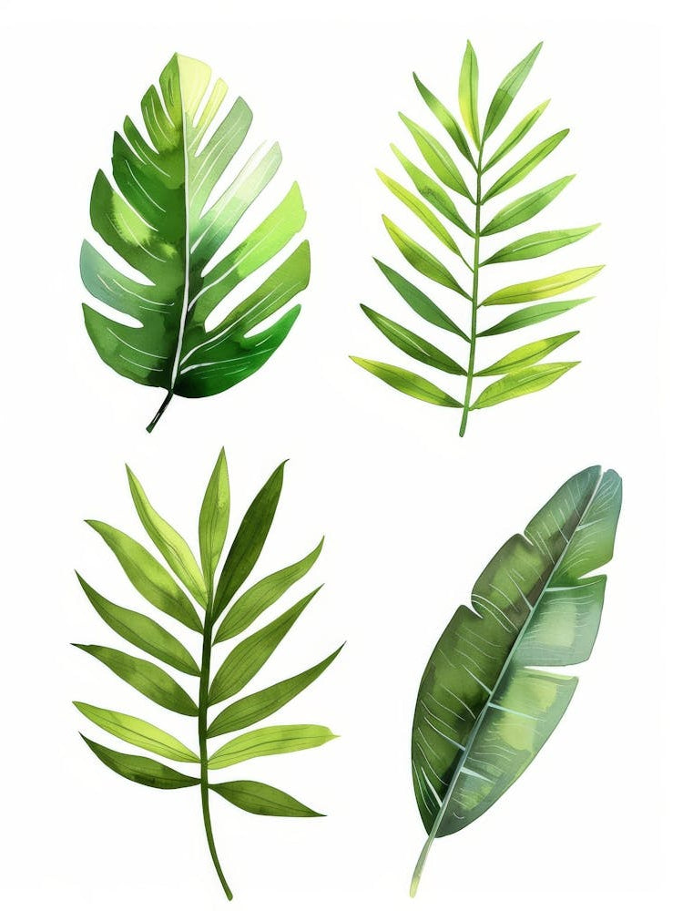 Watercolor Tropical Leaves 3