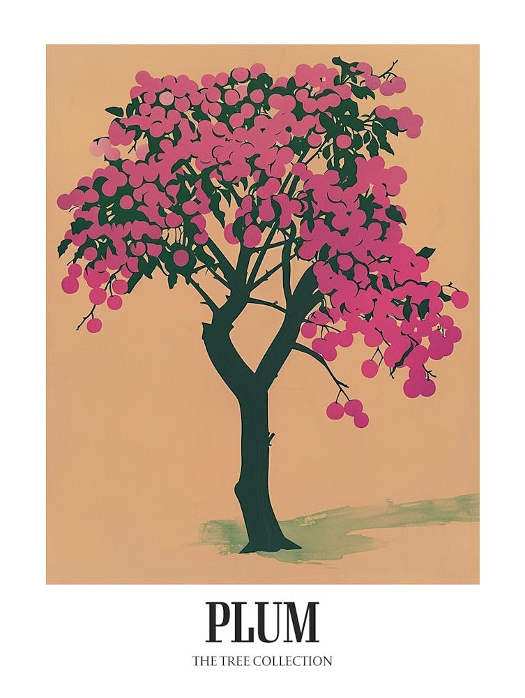 Plum Tree Colourful Illustration 3 Poster