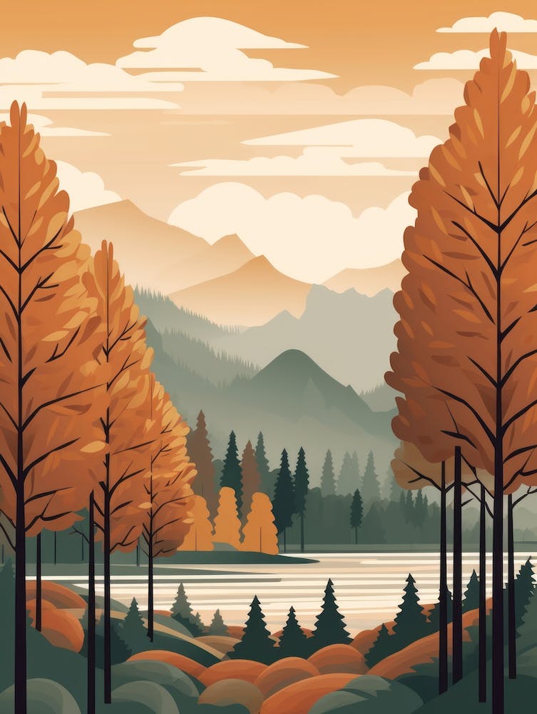 Autumn , Fall, Landscape, Inspired By National Park in the USA, Lake, Great Lakes, Boho, Beach, Minimalist Canvas Print, Travel Poster, Autumn Decor, Fall Decor 20