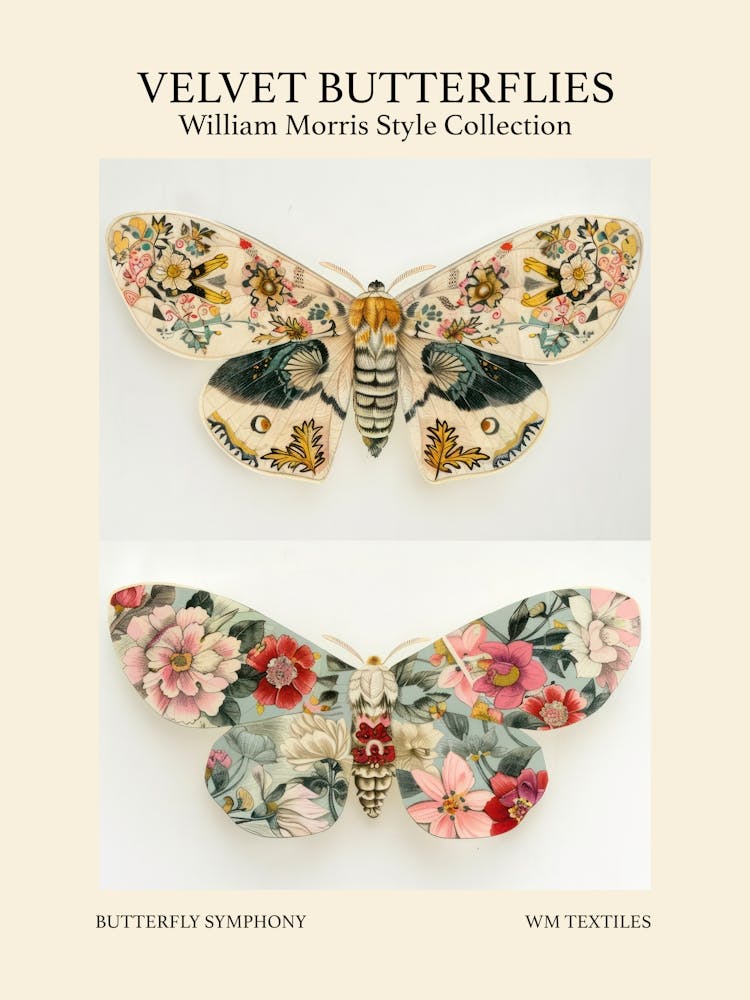 Velvet Butterflies Collection Butterfly Symphony William Morris Style 4