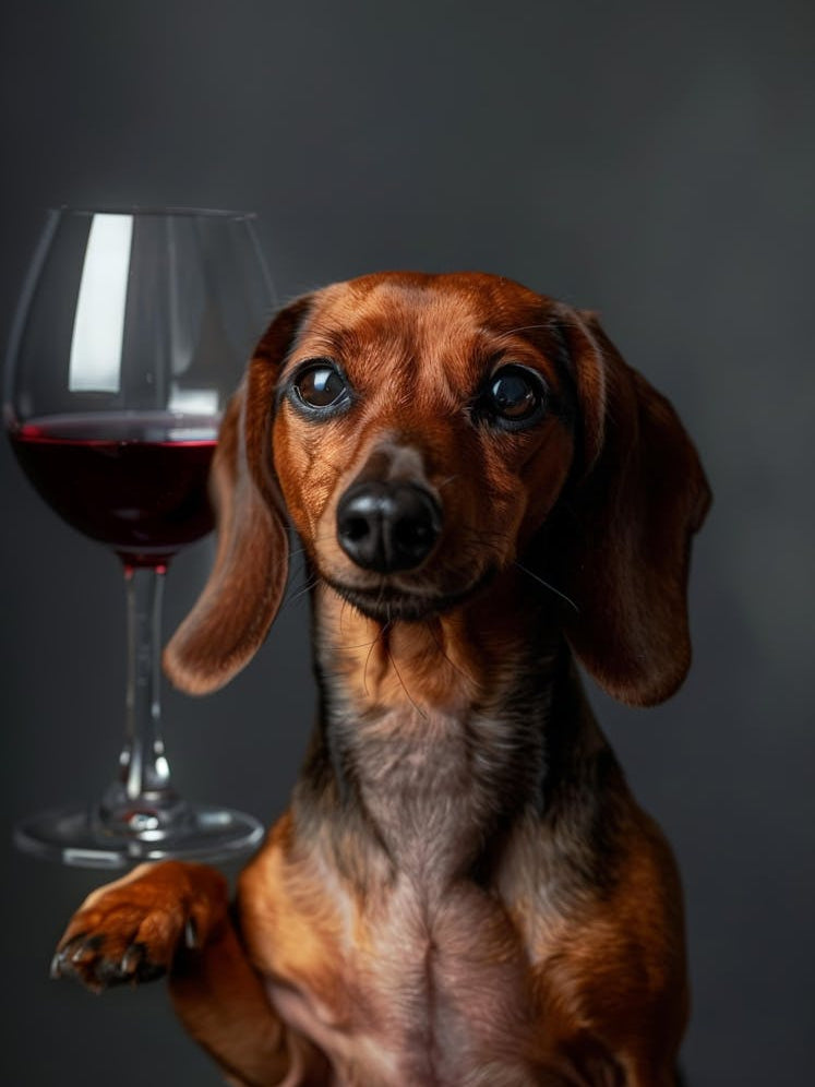 Dachshund With A Glass Of Wine