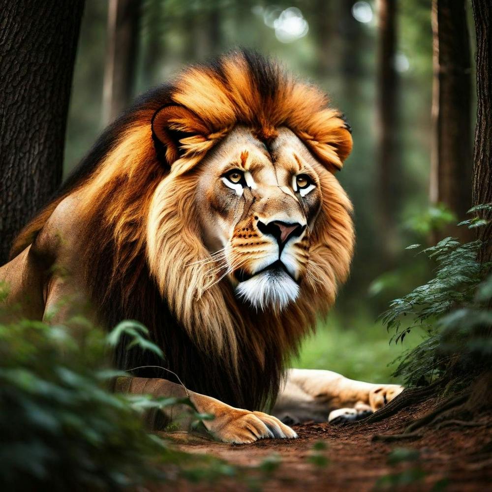 Lion In The Forest