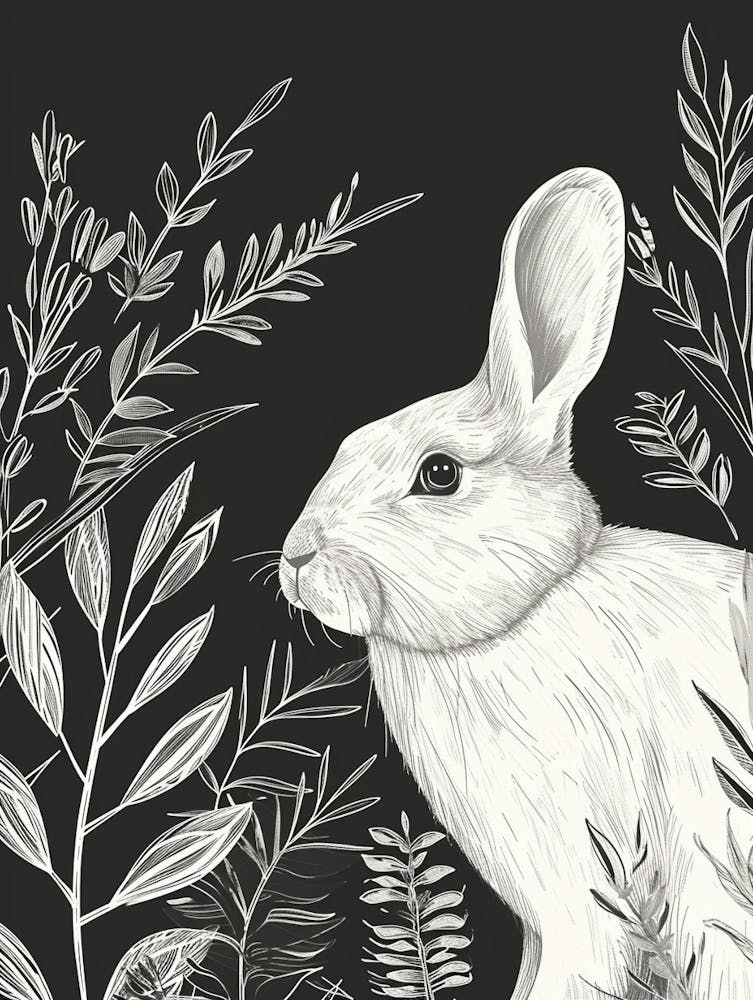 Florida White Rabbit Minimalist Illustration 4