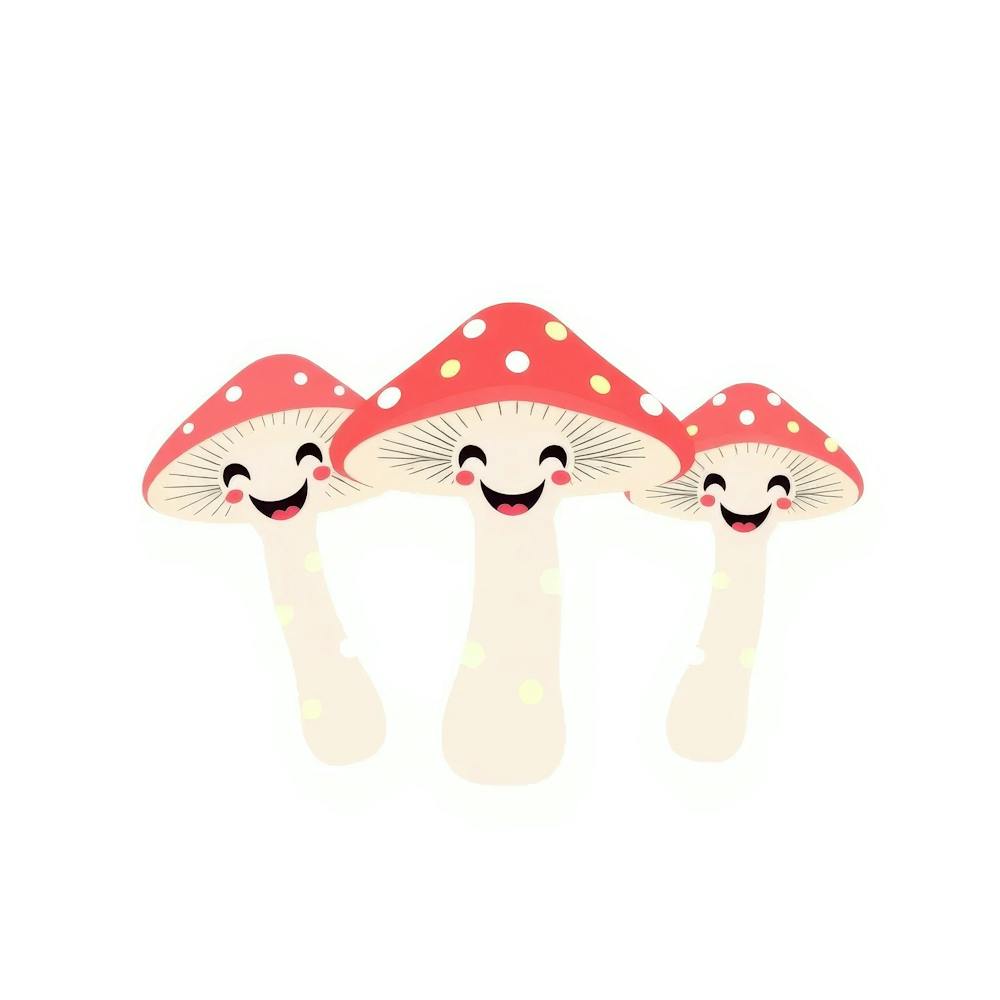 Three Smiling Mushrooms