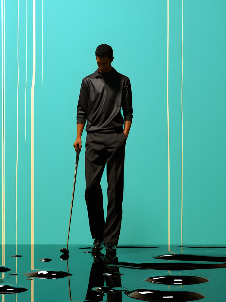 Portrait Of A Man Holding A Golf Club