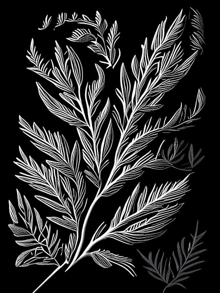 Rosemary Leaf Linocut 5