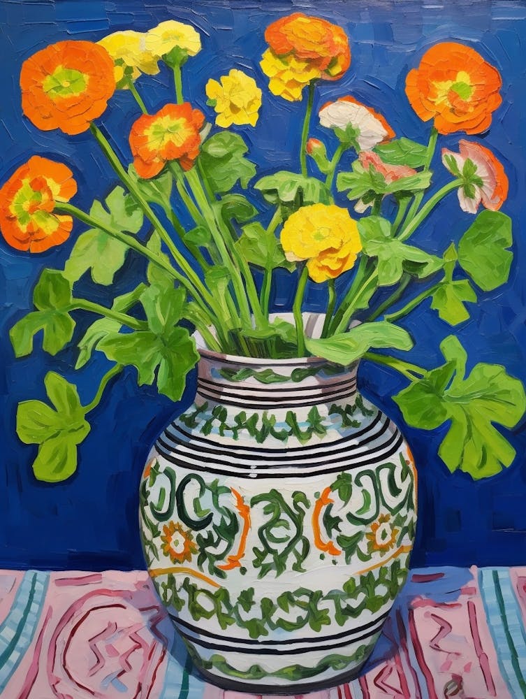 Flowers In A Vase Still Life Painting Portulaca 1