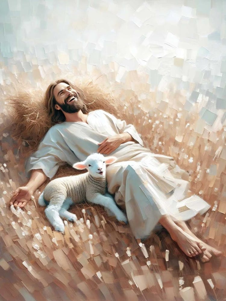 Sunday Rest, Digital Christian Art, Jesus Christ With Lamb, Jesus Picture, Lds Painting, Bible Digital Art, Scripture Painting, Leave The 99