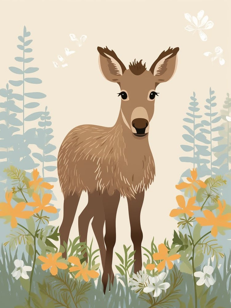 Baby Animal Illustration  Moose 1