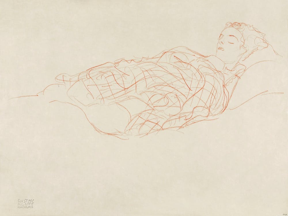 Study Of A Woman Wrapped In A Plaid, Resting, Gustav Klimt