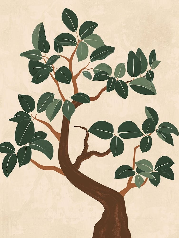 Figuier des Banians Illustration Japandi Minimaliste 1