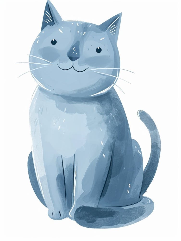 Russian Blue Cat Clipart Illustration 4