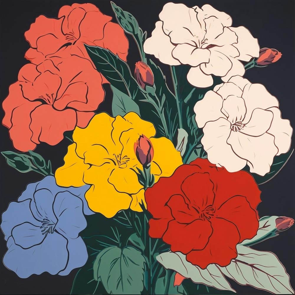 Impatiens 2 Pop Art Illustration Square