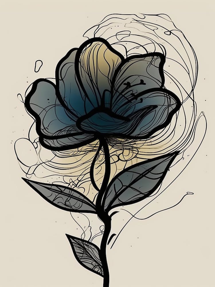 Lilies Line Art Flowers Illustration Neutral 14