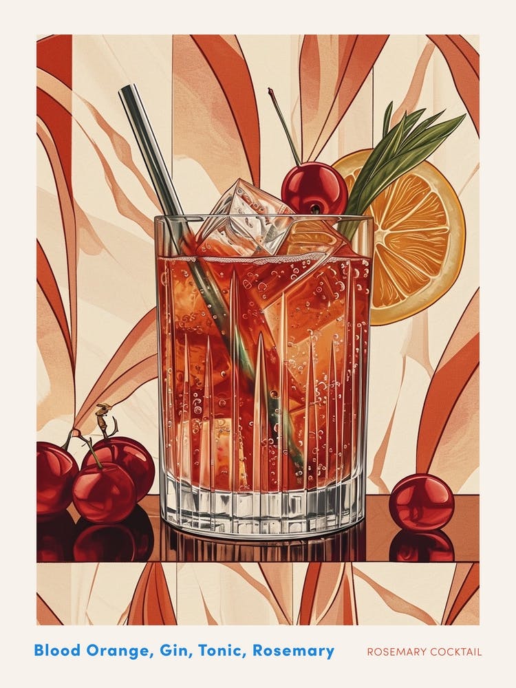 Art Deco Rosemary Cocktail 2 Poster
