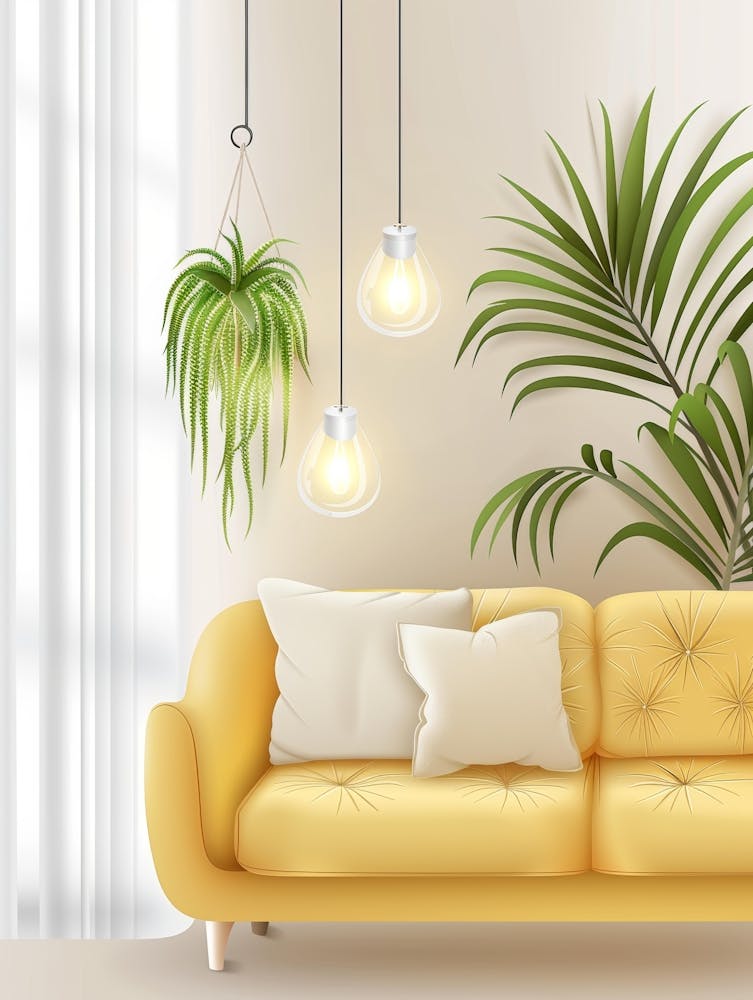 Yellow Sofa In Living Room