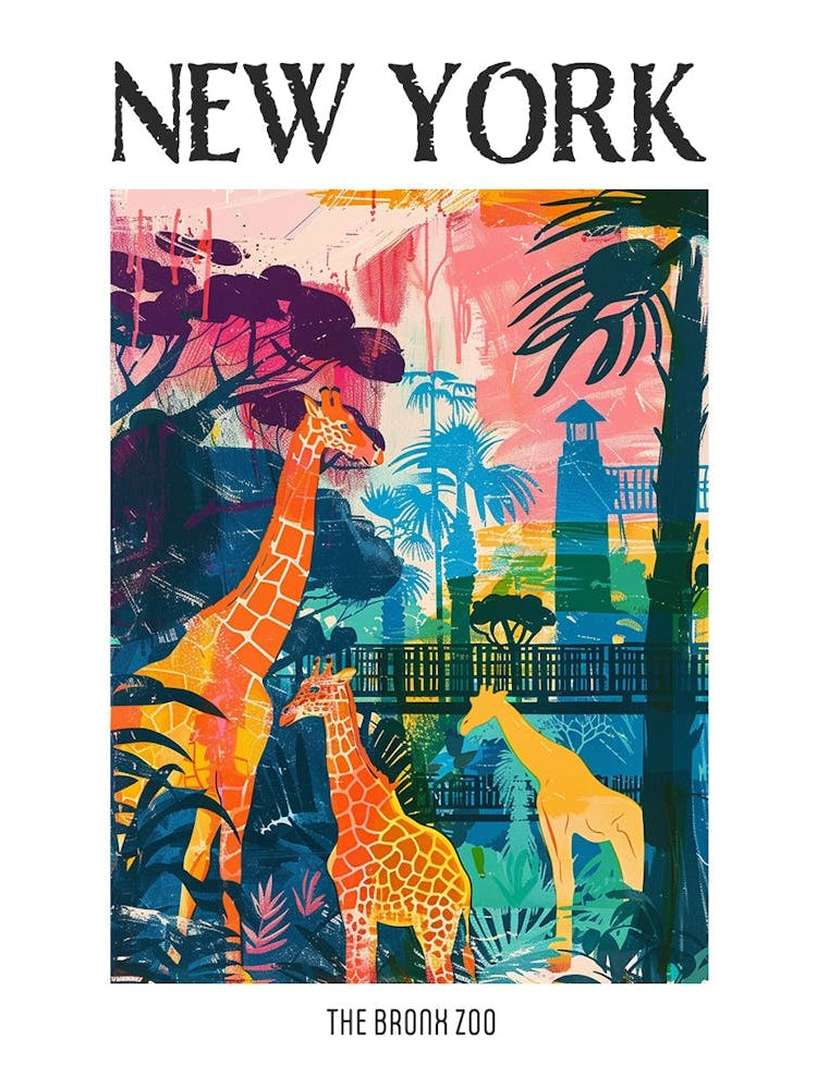The Bronx Zoo New York Colourful Silkscreen Illustration 2 Poster