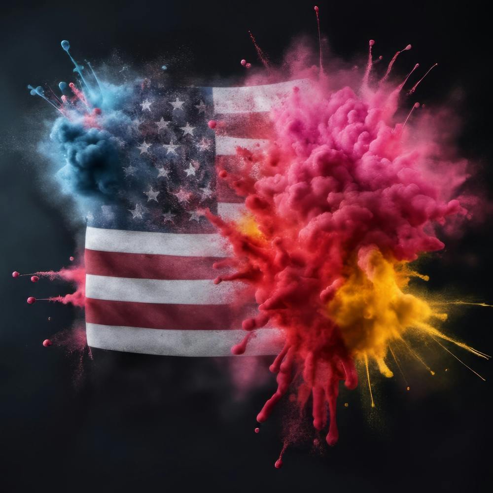 American Flag With Colored Powder
