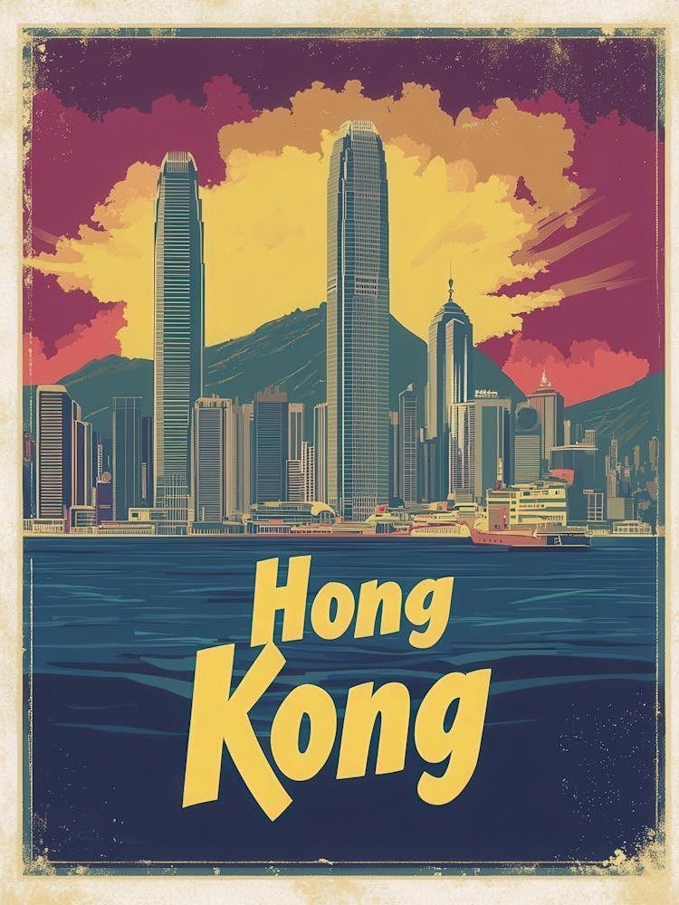 Aihrgdesign A Vintage Travel Poster Of Hong Kong