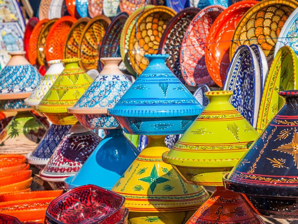 Colorful Pots In A Market