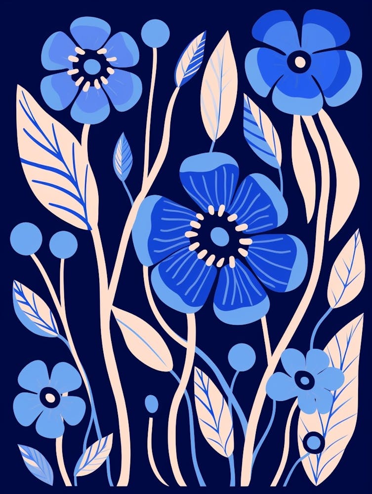 Blue Flower Illustration Flax Flower 3