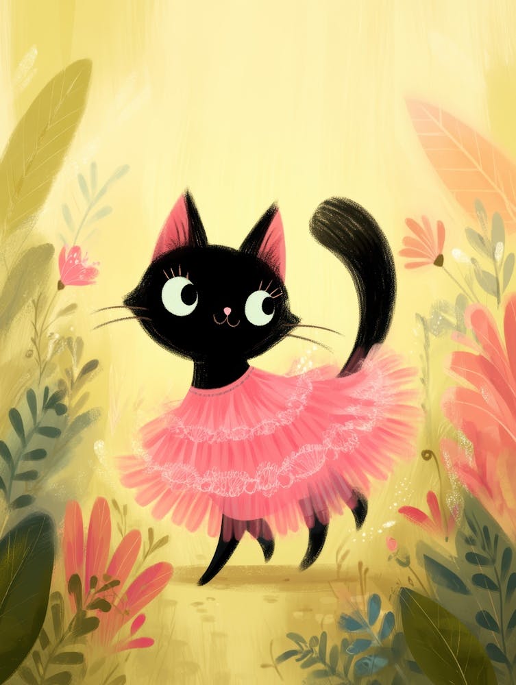 Schwarze Katze im pinken Tutu