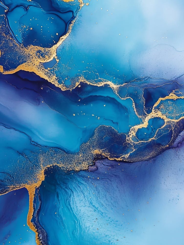 Luxury Blue Abstract Background Of Marble Liquid Ink Art Painting On Paper