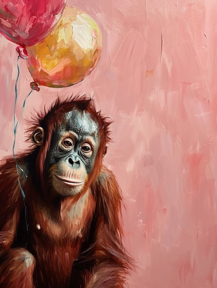 Cute Orangutan 1 With Balloon