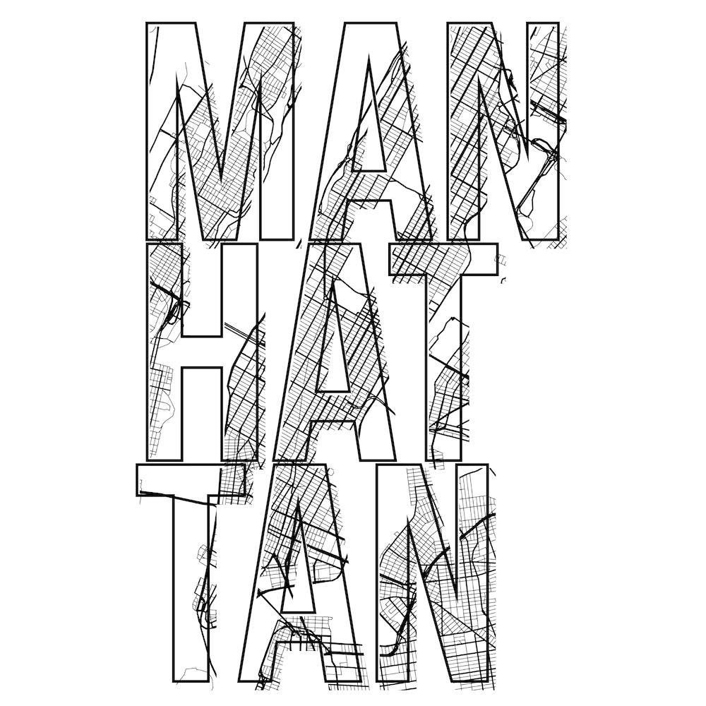 Manhattan Street Map Typography Square