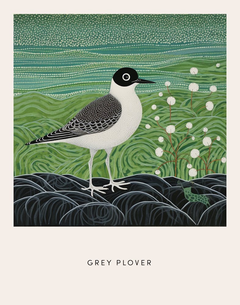 Ohara Koson Inspiriertes Vogelgemälde Grauer Regenpfeifer 1 Poster
