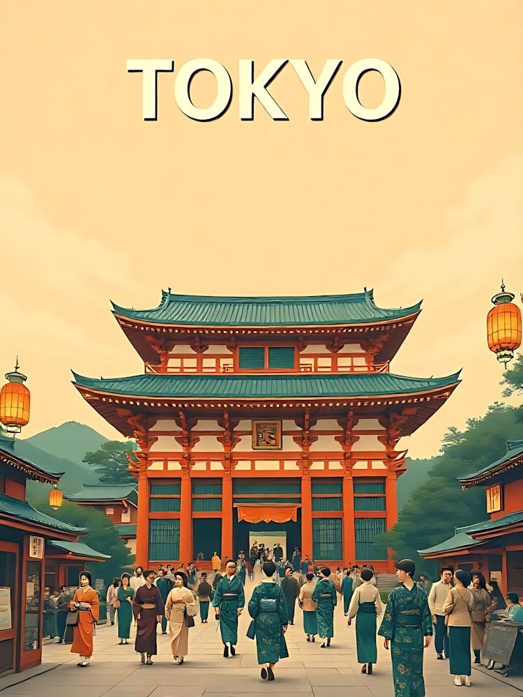 Tokyo Japan Vintage Digital Travel Poster 7