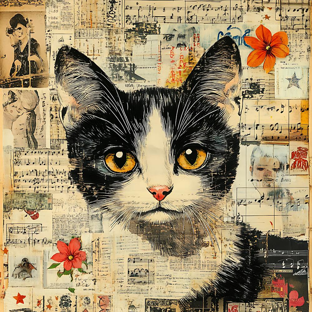 Vintage Cat On Paper 1