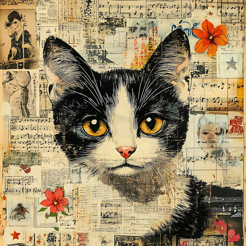 Vintage Cat On Paper 1