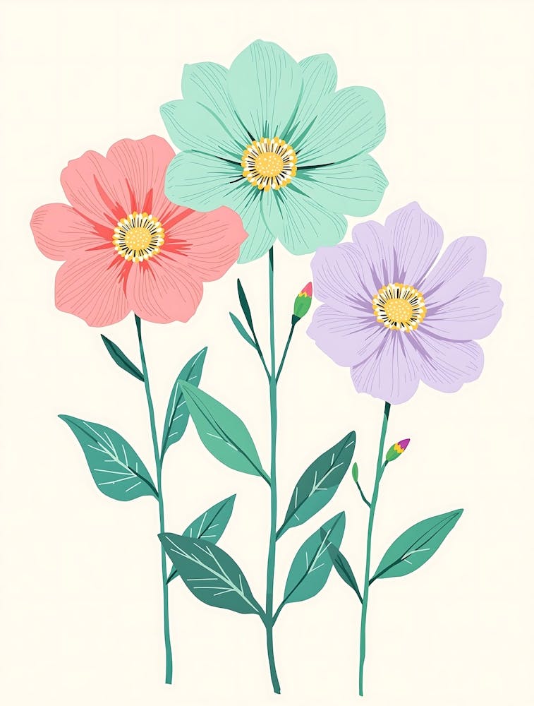 Feminine Floral Silhouettes in a Light Color Palette
