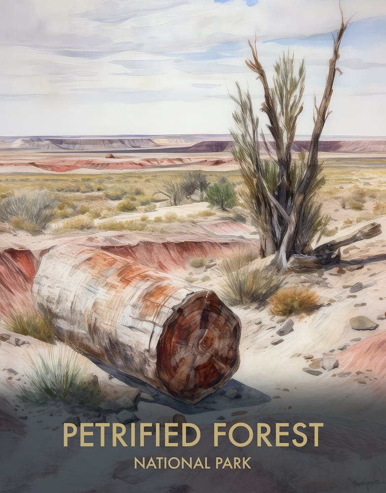 Petrified Forest National Park Aquarell Vintage Reiseposter 1