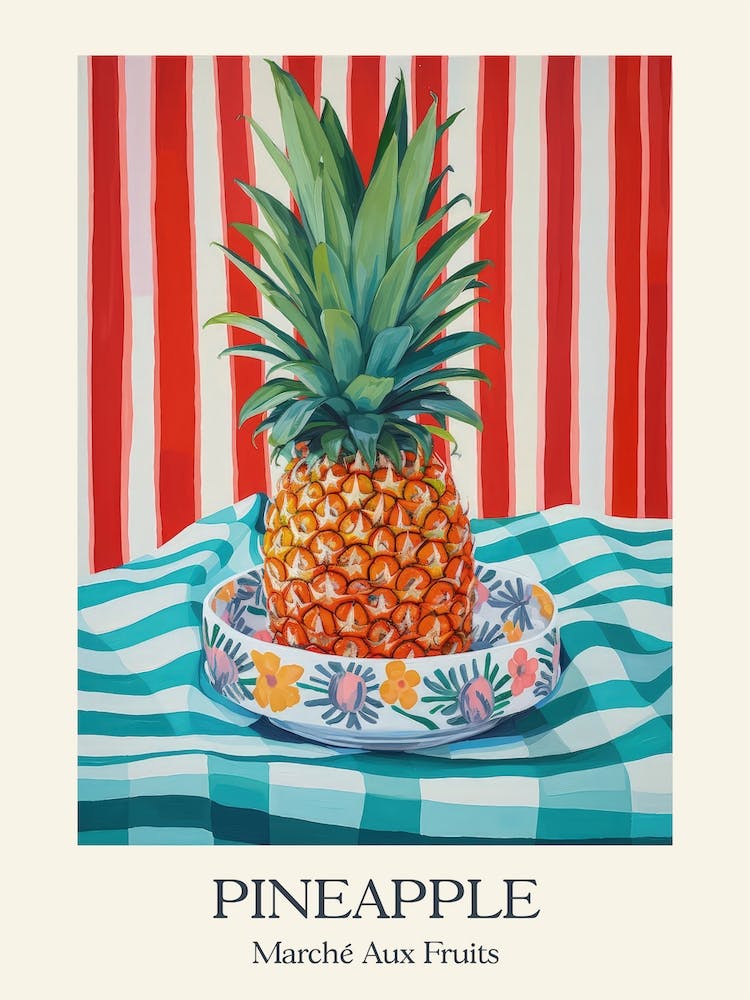 Marche Aux Fruits Pineapple Fruit Summer Illustration 2