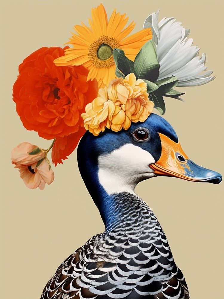Bird With A Flower Crown Mallard Duck