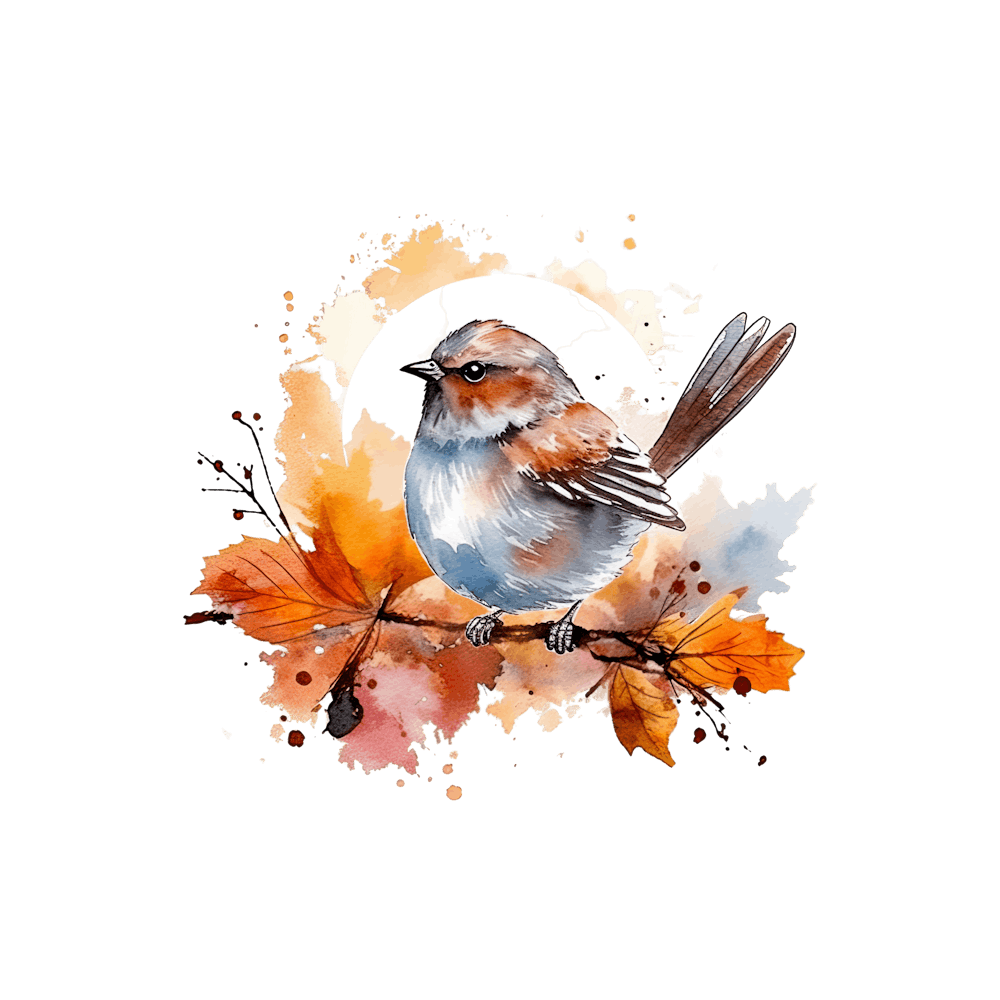 Watercolor Autumn Bird