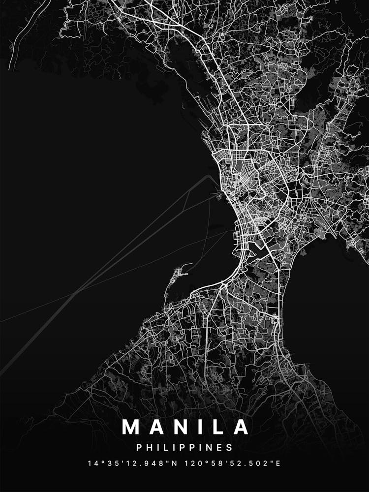 Manila Philippines Black Map