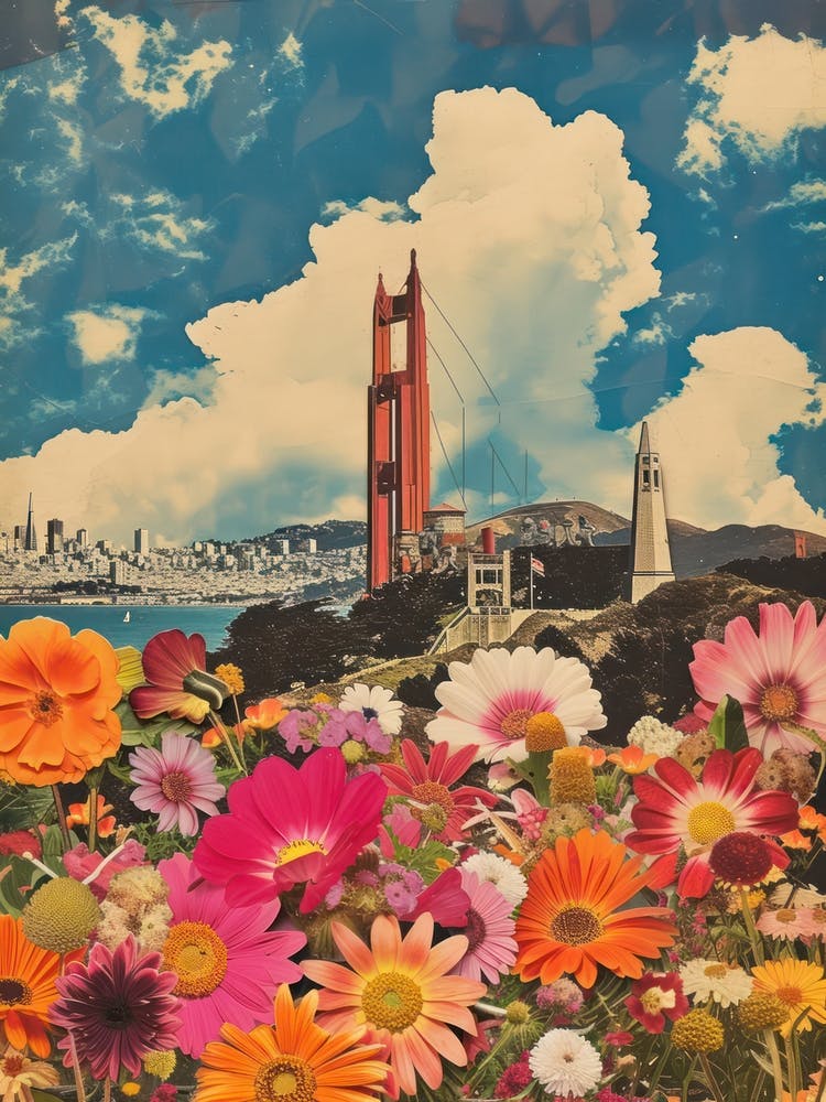San Francisco   Floral Retro Collage Style 2